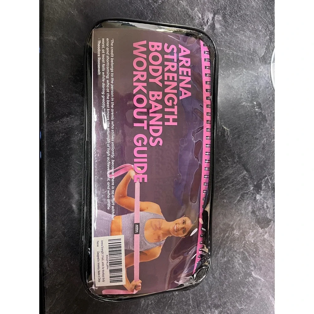 Arena Strength Pink Body Bands Workout‎ Guide Set with Bag Resistance Fitness